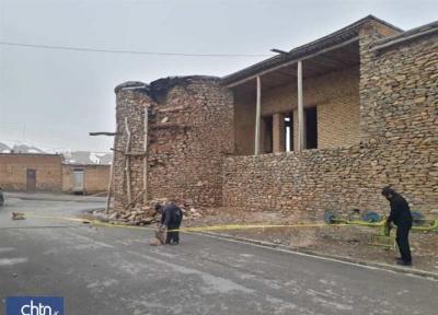 آسیب بارندگی به بخشی از جبهه شرقی قلعه تاریخی بارده در چهارمحال و بختیاری